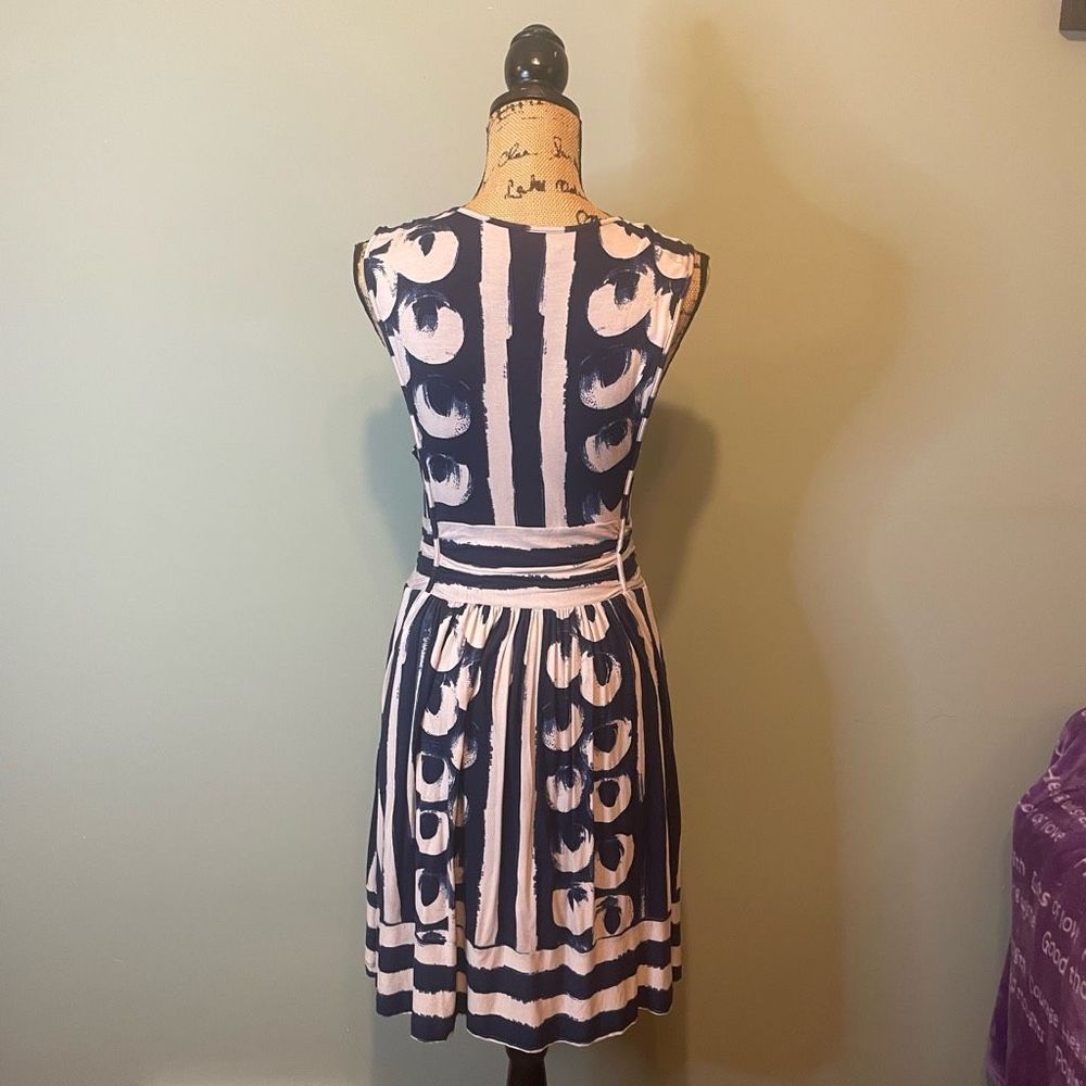 Anthropologie Navy and White Printed Midi Dress - Picture 3 of 6